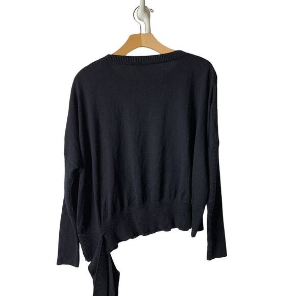 PLANET by Lauren G Black Pima Oversized Crewneck Ribbed Sweater One Size - Picture 8 of 10
